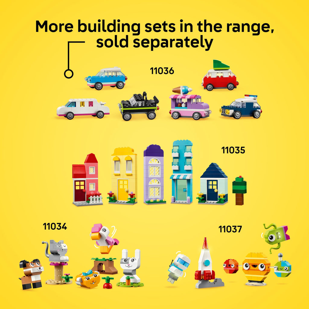 LEGO Classic Vibrant Creative Brick Box, Arts & Crafts Sensory Toy for Kids, Creative Building Set with a Unicorn, Skateboard, Guitar, Plane & More, Birthday Gift for 4 Year Old Girls and Boys, 11038