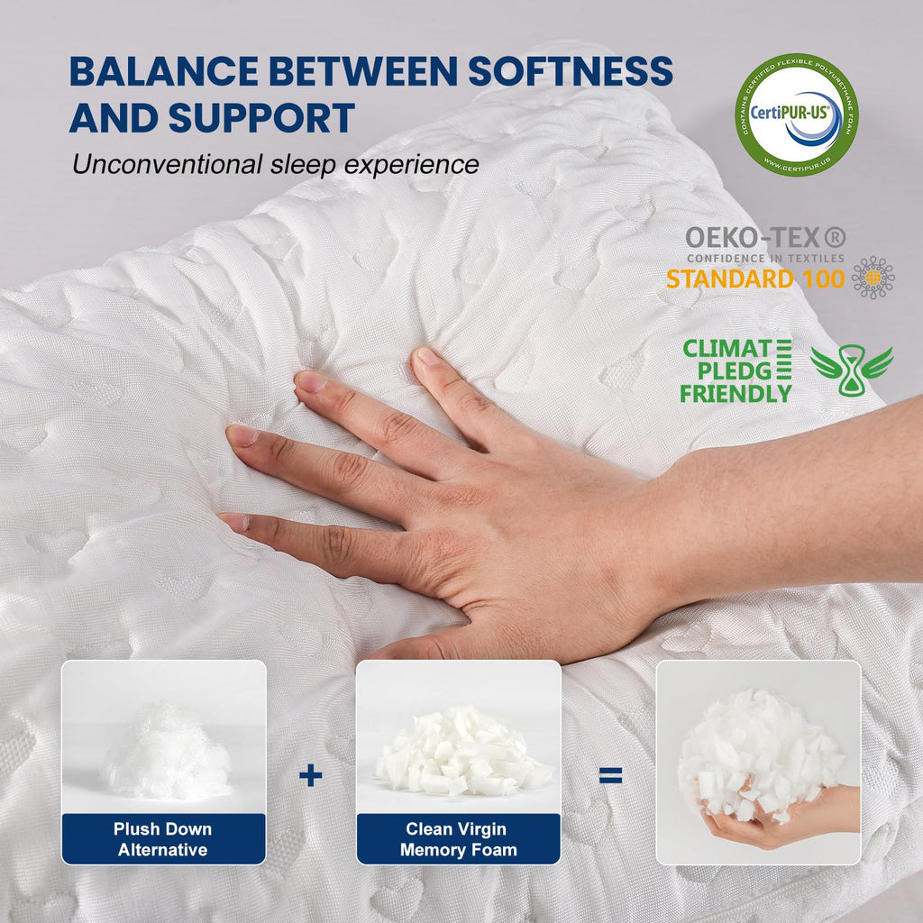 btasleeep King Cooling Side Sleeper Pillow for Neck and Shoulder Pain, Adjustable Shredded Memory Foam Cervical Pillow, Ergonomic Curved Bed Pillow, Extra Fill Included