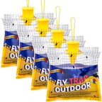 Disposable Fly Traps 4 Pack Bags Outdoor, Flies Catcher Traps with Natural Pre-Bait Refill Repellent, Reusable Stable Horse Ranch Trapper Outdoor Hanging Fly Killer Helps Control Flies