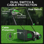 TIECTOWN 14-Inch 13.5 Amp 2-in-1 Electric Dethatcher and Scarifier with 11.5-Gallon Collection Bag, Lawn Dethatcher with 5-Position Depth Adjustment, Blade Replacement Without Tool - Green