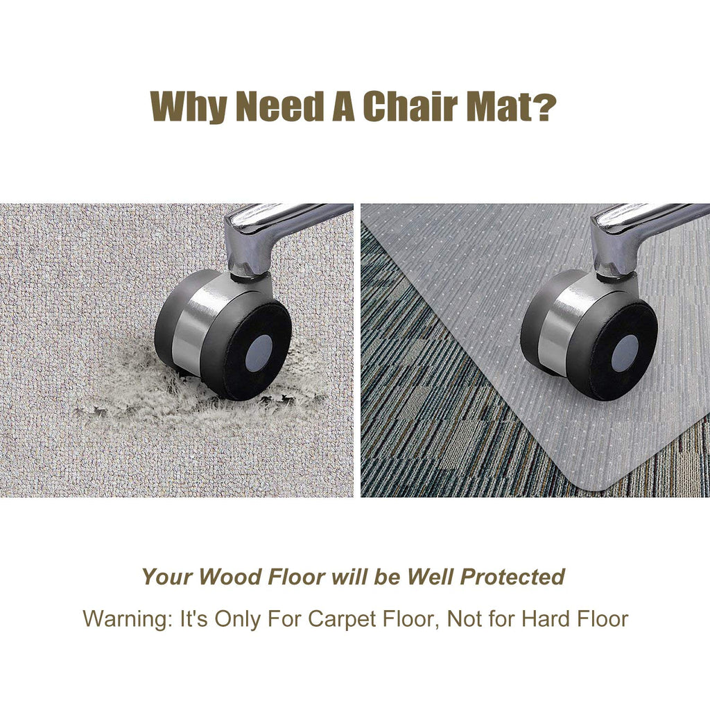 Kuyal Office Chair Mat for Carpets,Transparent Thick and Sturdy Floor Mats for Low and No Pile Carpeted Floors, with Studs (36" X 48" Rectangle)