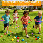 20 Pcs Easter Egg and Spoon Race Game Set, 10 Players Balance Relay Easter Games Include 10 Eggs and Wooden Spoons for Kids Family Carnival Sports Outdoor Games Holiday Birthday Party Supplies