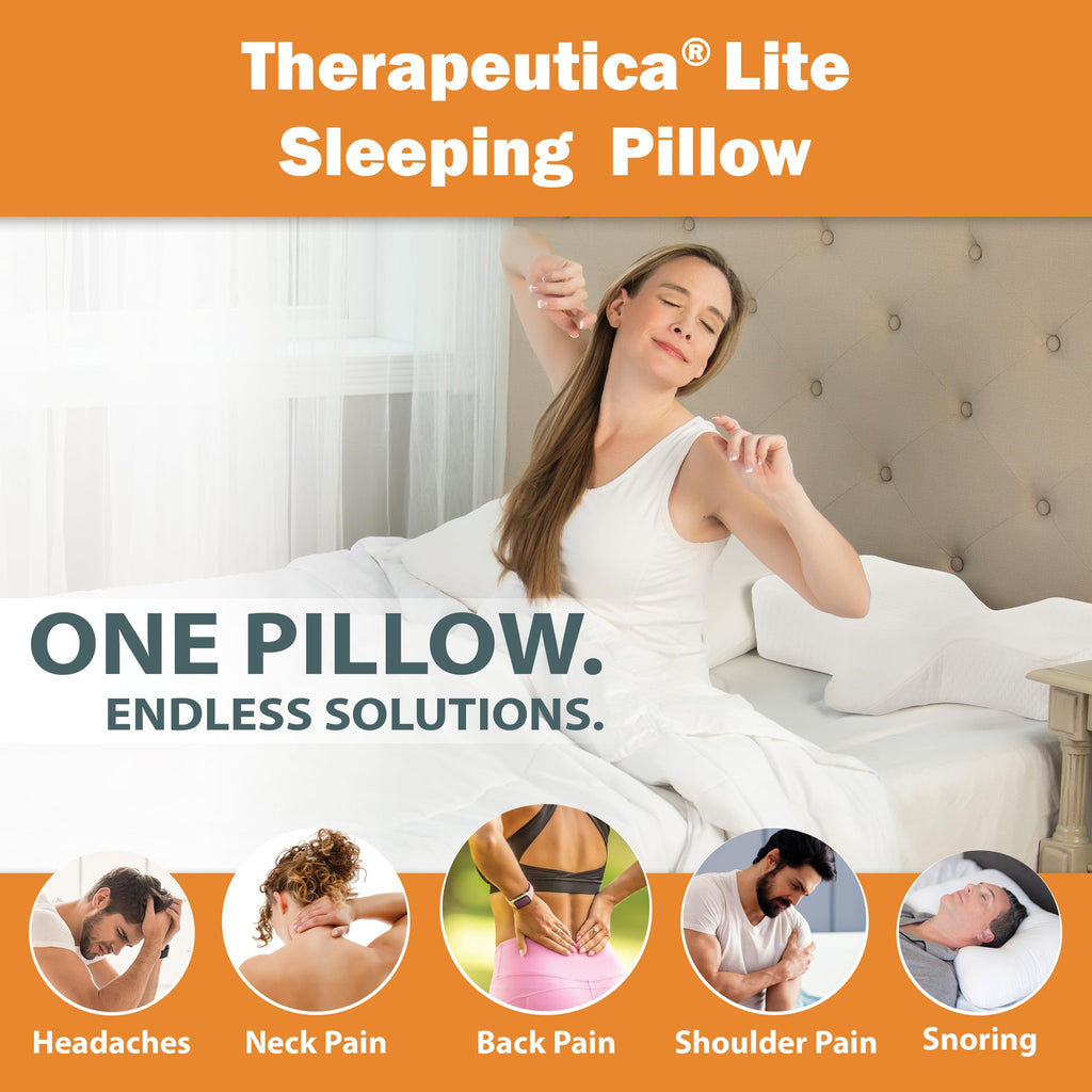 Therapeutica Lite Cervical Orthopedic Foam Sleeping Pillow; for Neck, Shoulder, and Back Pain Relief; Helps Spinal Alignment; Back and Side Sleeping, Medium Firm - Large