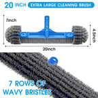 TidyMister Pool Brush for Cleaning Pool Walls, 20'' Light Duty Pool Brush Head Detachable Side Brush Nylon Bristles Pool Scrubber for Above Ground Pools Ingound Pools, Safe for Vinyl Liner