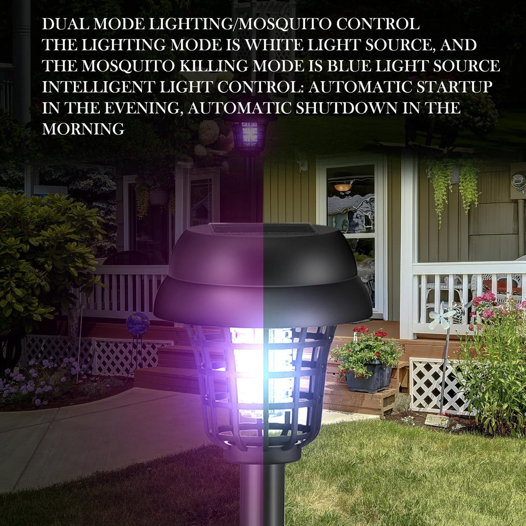 Qualirey 12 Pcs Solar Bug Zapper Outdoor Waterproof Solar Mosquito Zapper Outdoor Solar Powered Mosquito Killer Lamp Lighting Mosquito Repellent Lamp for Patio Yard Garden Insect, Purple White Light