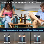 Solar Bug Zapper, 4200V Mosquito Zapper, Cordless & Rechargeable Bug Zapper Outdoor with LED Light, Portable Waterproof Electric Fly Zapper with Hook, for Patio Camping Backyard Garden