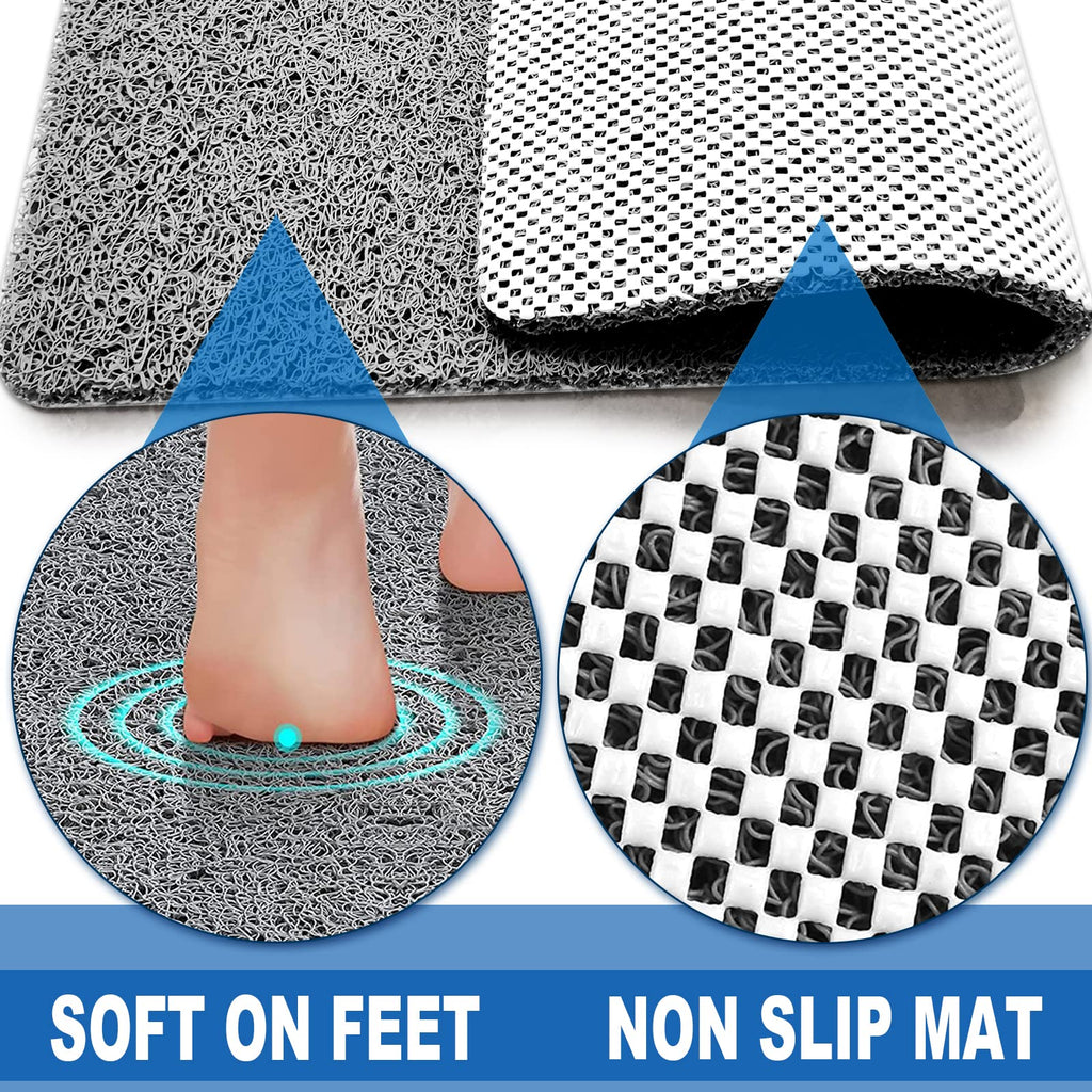 Shower Mats Non Slip for Elderly, 24x24’Lager Loofah Non Slip Shower Mat, Loofah Bath Mats for Shower, Non Slip Bath/Shower Mat for Elderly-Grey