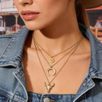 Women's Vintage Western Layered Necklaces Evil Eye Bull Head Crescent Moon Layered Necklace Boho Cowboy Cowgirl Geometric Pendant Chain Necklace Fashion Jewelry Gifts for Women (style2)