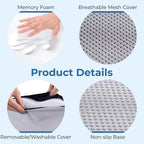 5 STARS UNITED Seat Cushion for Tailbone Pain Relief – Memory Foam Lifting Pillow for Coccyx, Hip, Hemorrhoid, Sciatica & Post-Surgery Recovery – Wheelchair, Car, Desk, Gaming & Office Chairs, L Gray