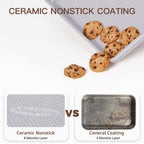 HONGBAKE 3 Pack Nonstick Ceramic Baking Sheet Pan Set for Oven, Non-Toxic Half/Quarter/Jelly Roll Pans with Diamond Texture, Heavy Duty 0.8mm Aluminized Steel Cookie Trays for Cooking, Light Grey