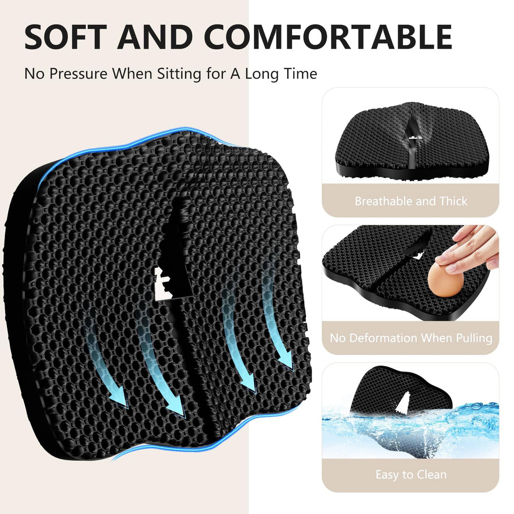 Enlarged Gel Seat Cushion 19in Super Large Thick, Gel Cushion Seat for Pressure Relief for Long Siiting, Coccyx Sciatica Pain Relief, Egg Cushion Chair Seat Pads for Wheelchair Car Office Chair