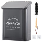 MONJITA Magnetic Lint Bin for Laundry Room, Wall Mounted Lint Trash can with lid for Dryer, Farmhouse Laundry Co Sign, Laundry Room Organization and Storage Decor with Dryer Lint Brush(Grey)