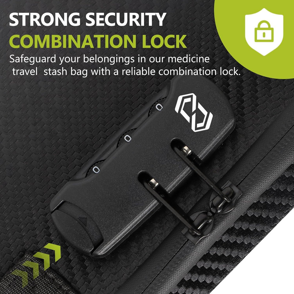 OZCHIN Smell Proof Bag with Combination Lock Lunch Bag File Organizer Case Container; Medicine Lock Bag Travel Storage Case