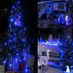 82FT 200 LED Blue Christmas String Lights Outdoor & Indoor, Timer & Memory Function & 8 Modes, Extendable Ultra Bright Green Wire Mini Twinkle Lights for Xmas Tree Patio Holiday Party Decor (Blue)