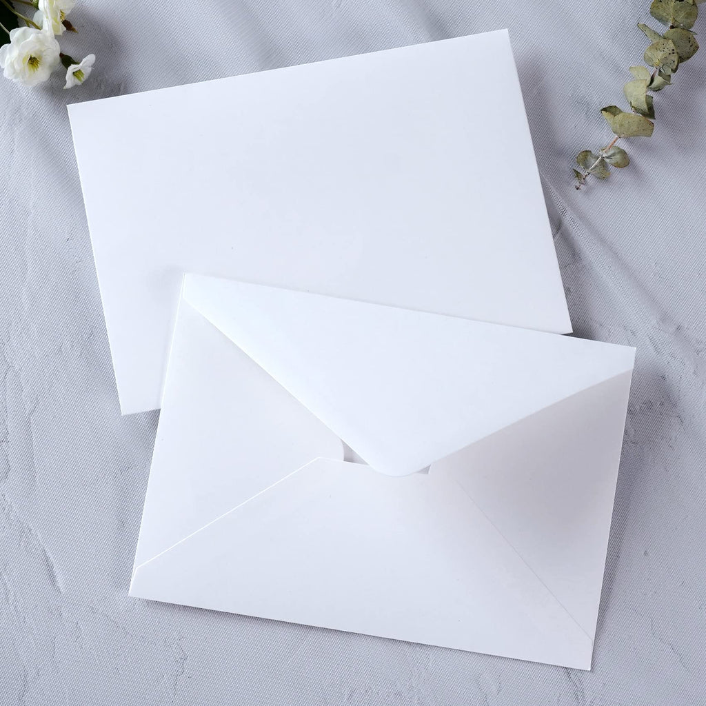 PONATIA 50 PCS/Pack A7 Envelopes, 5.25 x 7.5'' White Envelopes, Perfect For 5 x 7'' Wedding Invitation Cards, Christmas Gift Cards Envelopes, Acrylic Invitations, Photos