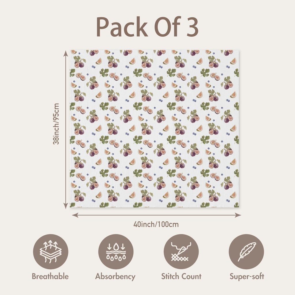 GLLQUEN BABY Muslin Swaddle Blankets for Newborns, 3-Pack Cotton Receiving Blankets for Boys and Girls, Large 40 x 38 Baby Essentials Swaddle Wrap Burping Clothes, Unisex, Gift, Green