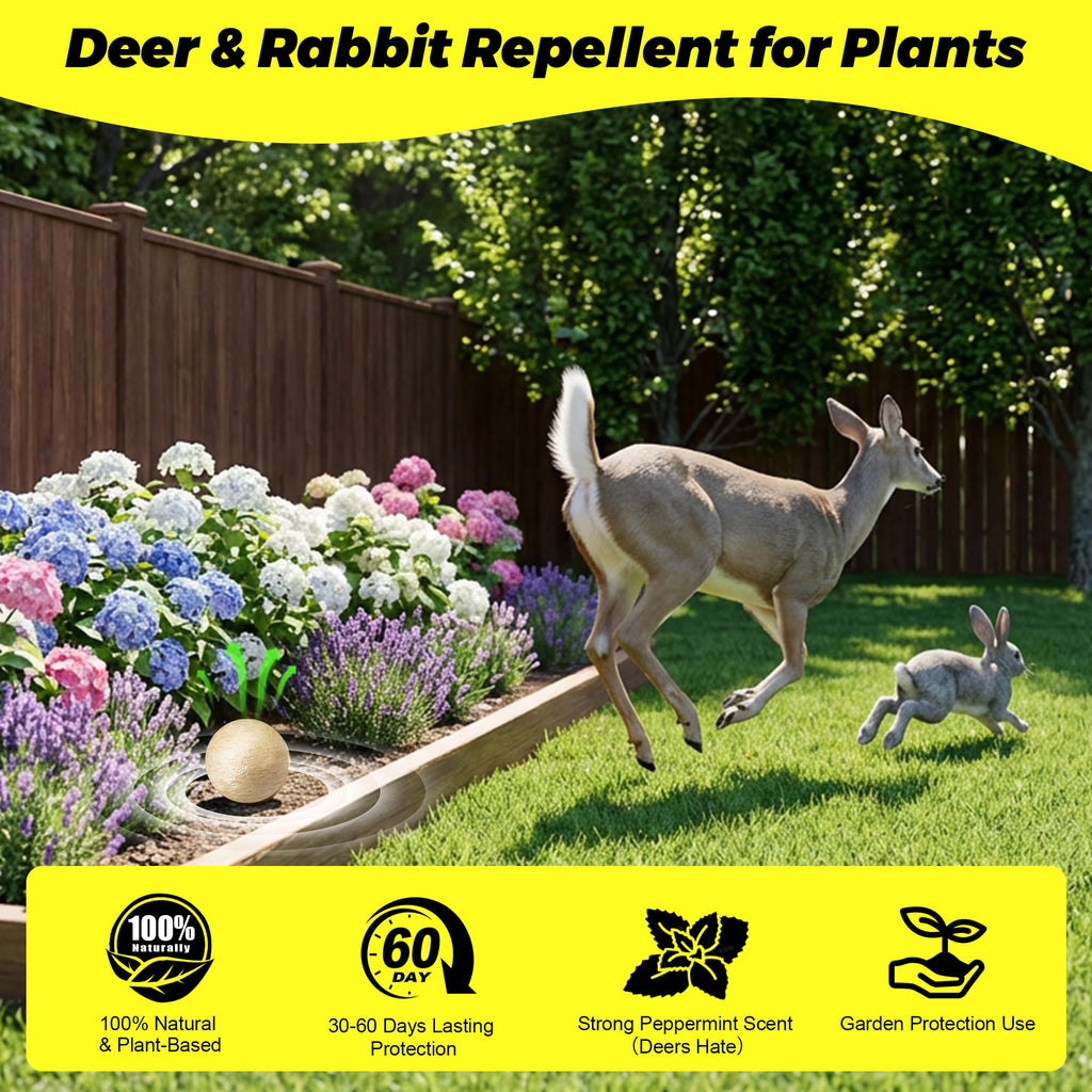 Atindirey Deer & Rabbit Repellent Balls- Outdoor Animal Deterrent for Garden, Yard, Trees & Plants | Natural, Long-Lasting | Safe for Pets, Kids, Flowers & Vegetables (12PCS)