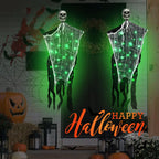 Halloween Decorations Outdoor Scary Hanging Ghosts Come with 60 LED Lights, Halloween Ghost Decor Outdoor, Indoor, Halloween Party, Balcony, Porch, Wall - Green Light