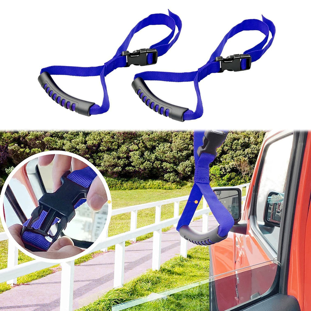 Automotive Adjustable Standing Aid Safety Handle Vehicle Support Grip Handle Disability Help Car Hand Hook- 2 pcs (Blue)