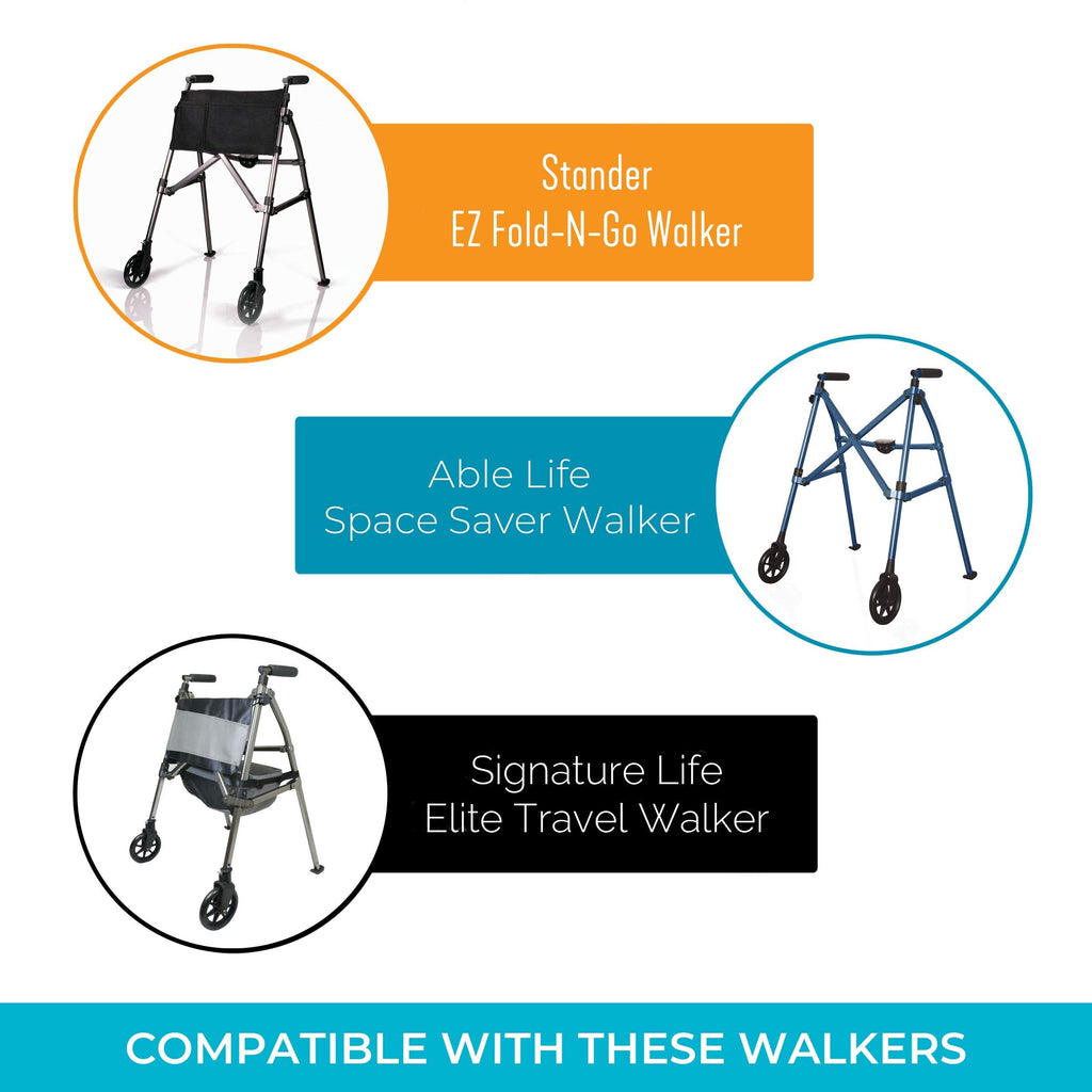 Stander Replacement Ski Glides, Compatible with The EZ Fold-N-Go Walker and The Able Life Space Saver Walker, Black, 5-pack