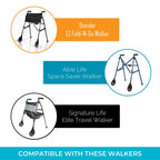 Stander Replacement Ski Glides, Compatible with The EZ Fold-N-Go Walker and The Able Life Space Saver Walker, Black, 5-pack