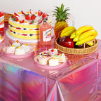 8 Pack Iridescent Pink Plastic Tablecloths, FunnyPars Shiny Disposable Laser Rectangle Table Covers, Holographic Foil Tablecloth Iridescent Party Decorations for Birthday Wedding Christmas, 54x108Inch