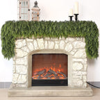 Real Touch Cedar Garland - Artificial Christmas Garlands Faux Green Cedar Fake Pine Needles Garland for Fireplace,Table, Stairs, Mantle, Window,Indoor Outdoor,Home,Holiday Decor(1 PCS,9 FT)