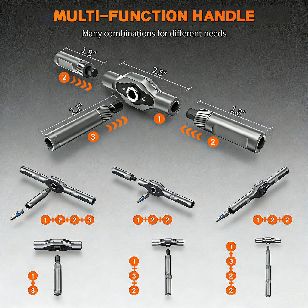 2026 New 24 in 1 Magnetic Ratchet Screwdriver Set, DIY Screwdriver Set with Detachable Handle, Portable Compact Repair Tool Kit for Furniture Laptop Electronicsv Bicycle
