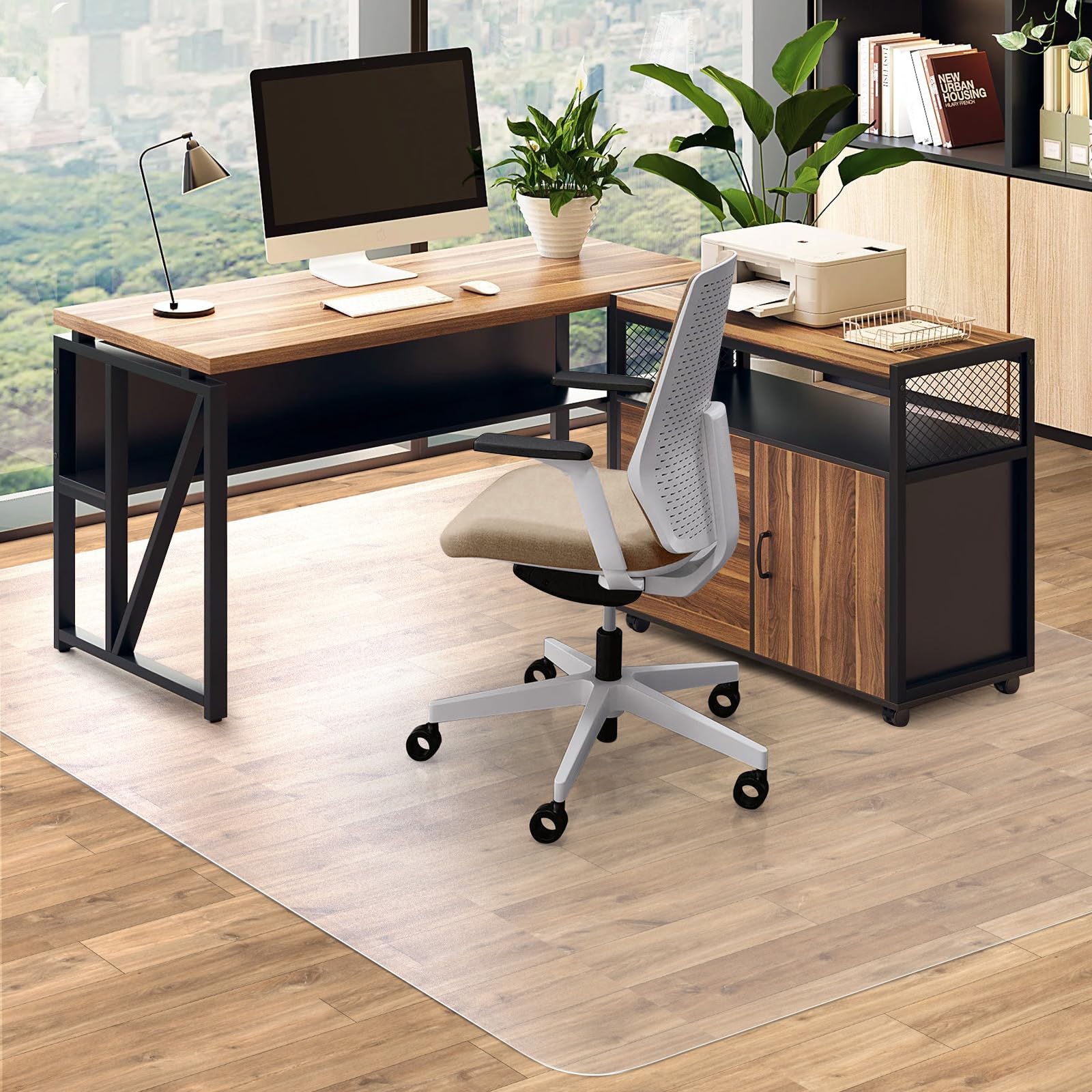 QQpony Clear Chair Mat, 75"x60" Large Chair Mat for Hard Floors, Area Mat for Living Room, Waterproof Vinyl Floor Mat for Kids and Pets, Computer Desk Rug for Home Office (Clear)