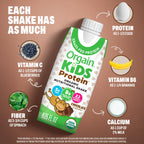 Orgain Organic Kids Nutritional Dairy Protein Shakes, Chocolate, Healthy Kids Snacks, 8g Grass-Fed Protein, 3g Fiber, 22 Vitamins & Minerals, No Soy Ingredients, Non-GMO, 8.25 Fl Oz, Pack of 12