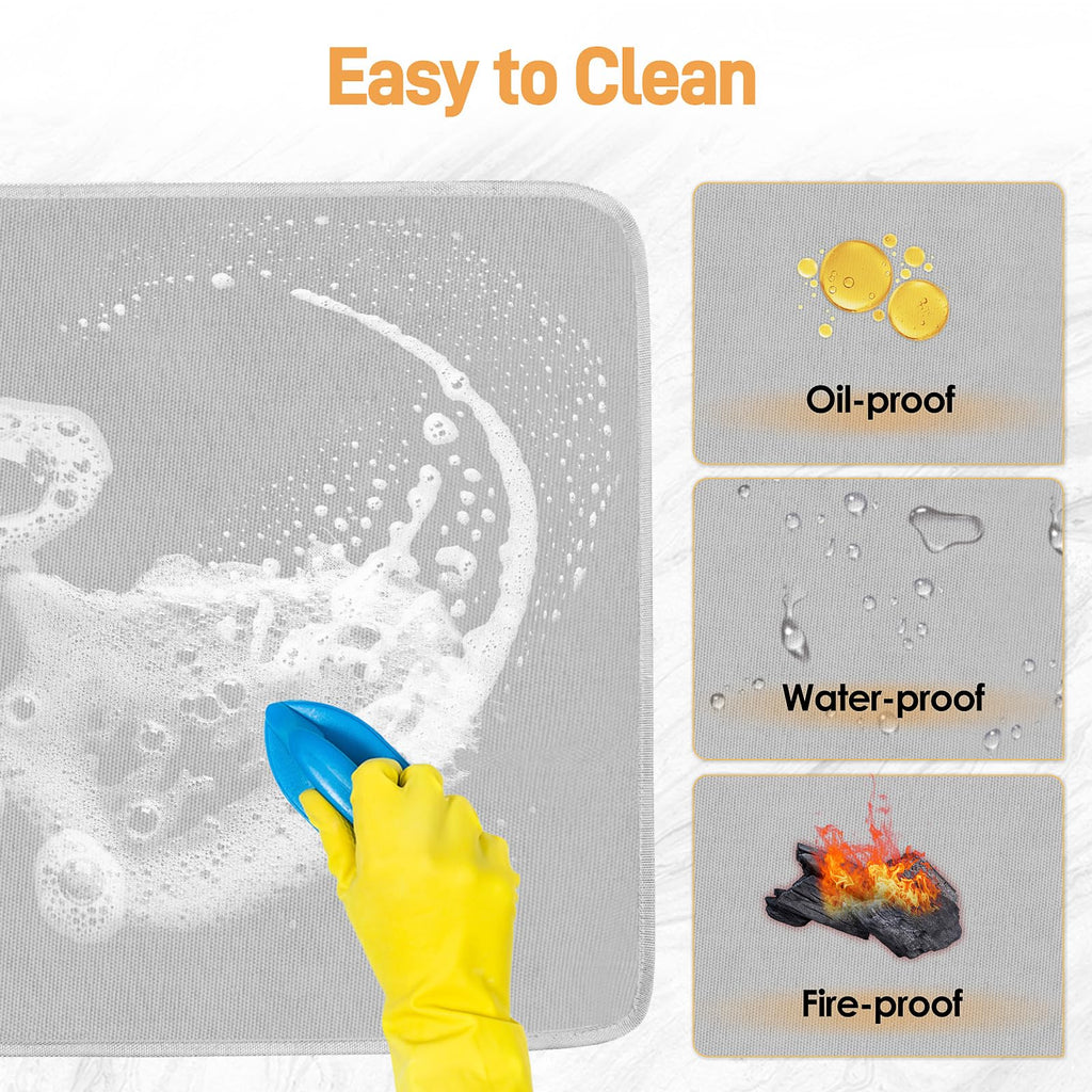 Amerbro Heat Resistant Mats for Countertop - Firproof 16x20 in Heat Resistant Mats for Air Fryer - Kitchen Countertop Protector for Air Fryer, Coffee Maker, Stand Mixer, Toaster, Oven 2PCS - Grey