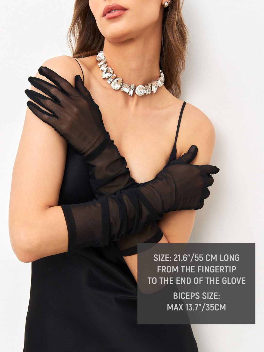 Women’s Long Mesh Opera Tulle Gloves - Sheer Elbow-Length Accessory for Wedding, Halloween Party, Women’s Fashion, Black