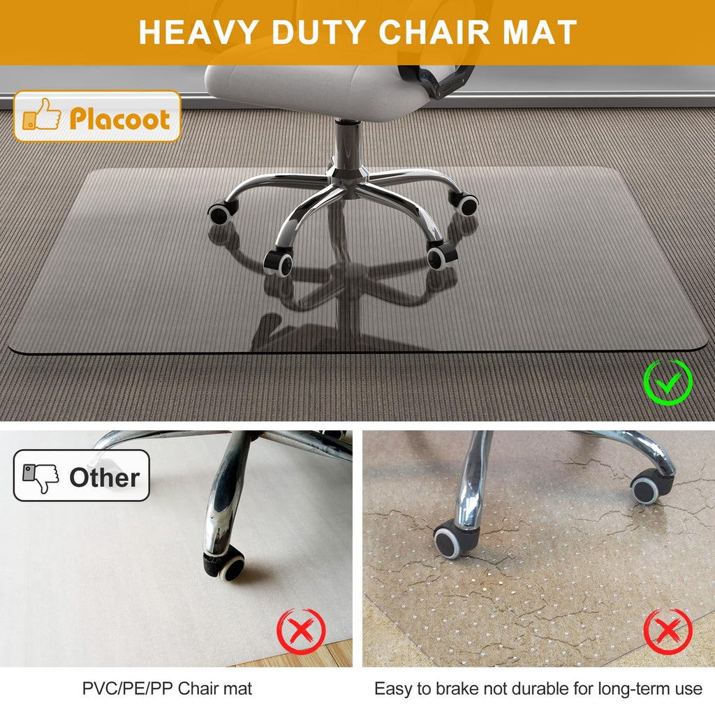 Heavy Duty Office Chair Mat for Carpet and Hardwood Floor Crystal Clear-0.12 Inches Thick Desk Chair Mat 35'' x 48'' Tempered PC Material Floor mats for Office Home