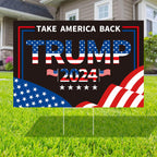 Probsin Trump 2024 Yard Sign with Metal H Stakes Double Sided 16" x 24" Trump Take America Back Black Signs Voted for Trump Outdoor Decorations for Indoor Outdoor Lawn, Garden, Window, Party Supplies
