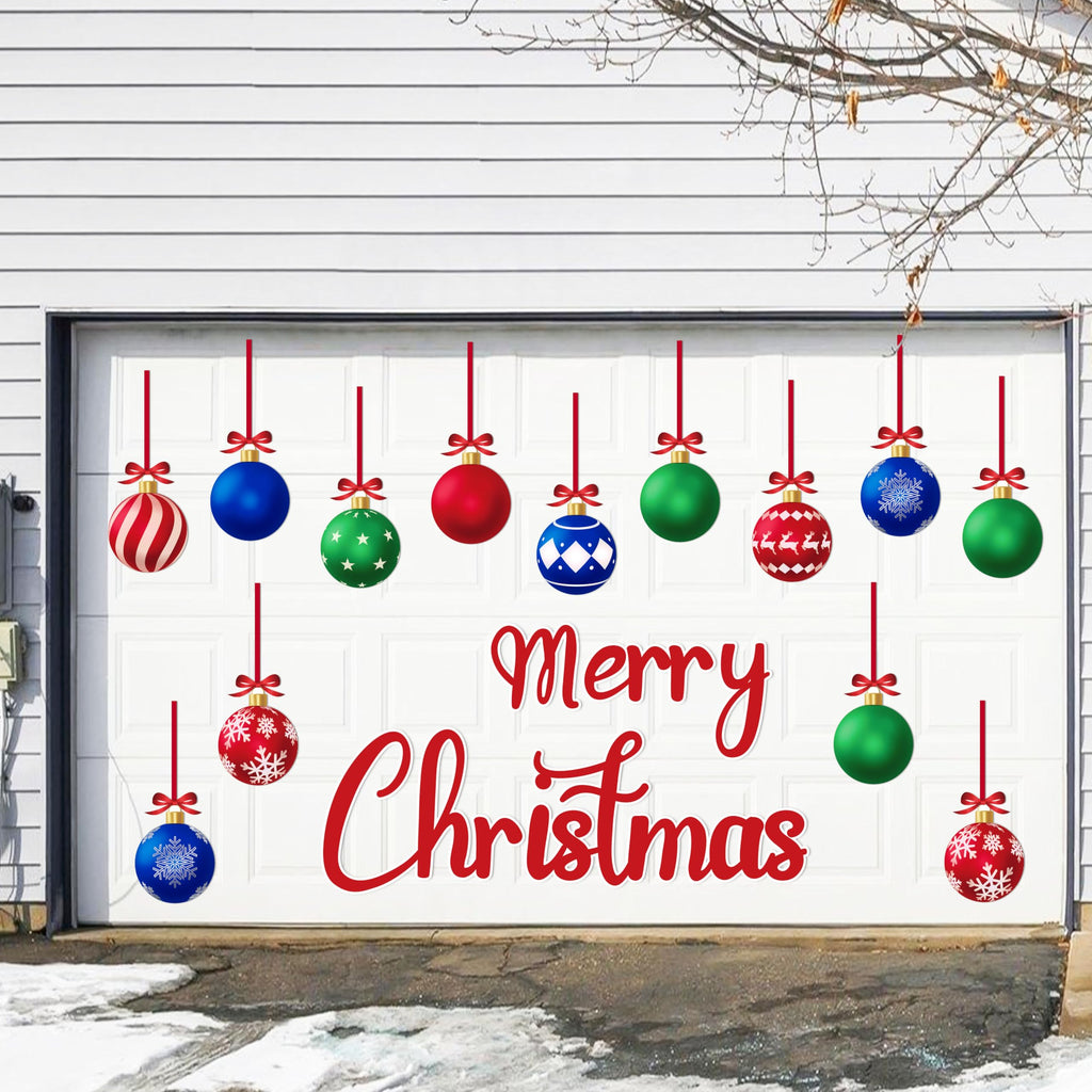 90shine 31PCS Christmas Garage Door Decorations Magnets - Merry Xmas Ball Holiday Refrigerator Fridge Kitchen Decor(Red, Blue, Green)