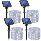 4 Pack Solar String Lights Outdoor - 320LED 132FT Solar Fairy Lights Outside Waterproof with 8 Modes, Copper Wire Twinkle Solar Outdoor Lights for Garden Yard Tree Christmas Wedding Decor, Cool White