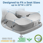 5 STARS UNITED Seat Cushion for Tailbone Pain Relief – Large Memory Foam Lifting Pillow for Coccyx, Hip, Sciatica & Post-Surgery Recovery – Wheelchair, Car, Desk, Gaming & Office Chairs, Light Gray