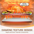 HONGBAKE 3 Pack Nonstick Ceramic Baking Sheet Pan Set for Oven, Non-Toxic Half/Quarter/Jelly Roll Pans with Diamond Texture, 0.8mm Aluminized Steel Cookie Trays for Cooking, Christmas Red & Cream