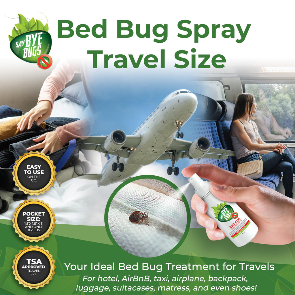 Say Bye Bugs Bed Bug Killer Spray - Non-Toxic and Kills on Contact. Stain & Odor Free Bed Bug Spray. New Formula for Getting Rid of Bed Bugs Permanently (2 oz) TSA Approved size - a Travel Must-Have