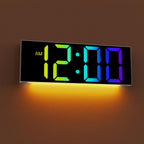 JALL 12'' Large Digital Wall Clock with Remote Control, Big LED Screen Dispaly, 8 RGB Colors, DST, Night Light for Living Room, Bedroom, Gift for Elderly (White)
