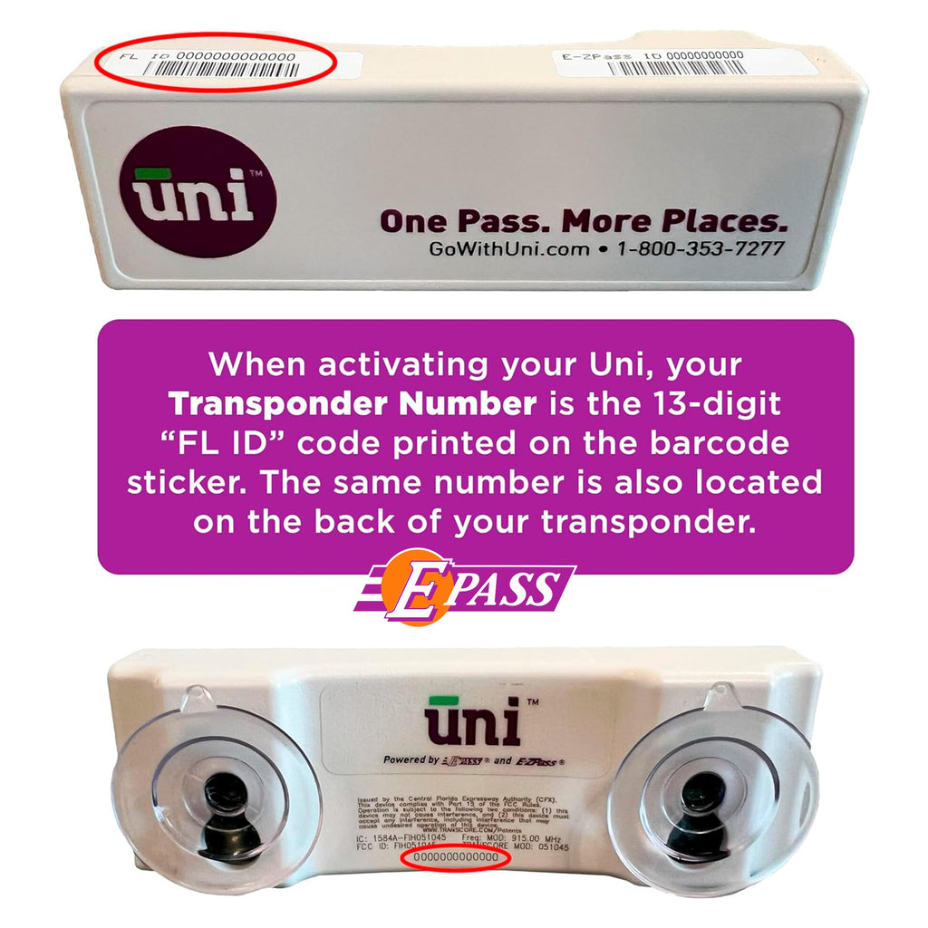 Uni Prepaid Portable Toll Pass by E-PASS – Works in 19 States Including FL, GA, NC, VA, WV, MD, DE, NJ, NY, PA, MA, RI, NH, ME, OH, in, IL, KY, and MN – White