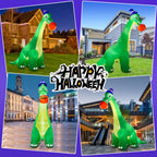zukakii 13Ft Giant Halloween Dinosaur Inflatable Decorations, Bite Large Pumpkin with Witch Hat Build-in LED Light Strong Blower Huge Blow Up Yard Clearance Decor for Outdoor Indoor Holiday Party Yard