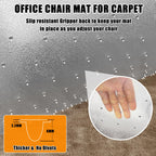 SHAREWIN Office Chair Mat for Carpet - Shipped Flat, Heavy Duty Anti-Slip Under Desk Protector for Low &Medium Pile Carpeted Floors, Plastic Rolling Computer Mats, 47"x29", Clear, No Divot, No Curl