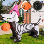 GOOSH 5Ft Halloween Inflatables Outdoor Decorations Skeleton Puppy Inflatable Yard Decoration with Build-in LEDs Blow Up Pumpkin for Halloween Party Indoor Outdoor Yard Garden