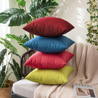 MIULEE Pack of 2 Christmas Decorative Outdoor Solid Waterproof Throw Pillow Covers Polyester Linen Garden Farmhouse Cushion Cases for Patio Tent Balcony Couch Sofa 18x18 inch Wine Red