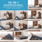 MEGCXIT 4PCS Bed Wedge Pillow for Headboard, 10-in-1 Adjustable Foam Wedge Pillow for Acid Reflux Relief, 23” Wide Triangle Pillow Wedge for Post Surgery, Back Pain Relief & Snoring, Grey