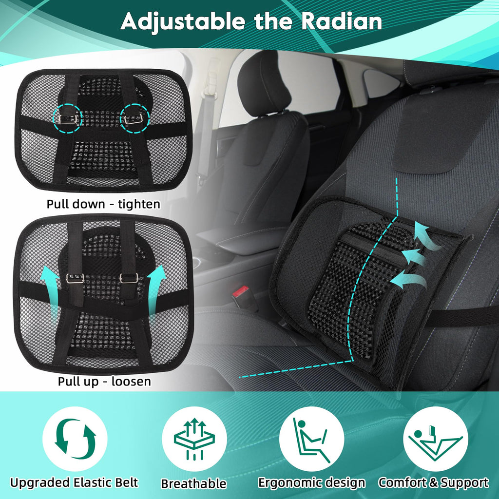 Samyoung 2 Pack Mesh Back Lumbar Support, Back Support Seat Cushion with Breathable Mesh for Office Chairs Car 12” x 16”