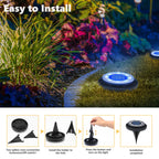Flacchi Solar Lights Outdoor Waterproof - 2-in-1 Solar Powered Ground Lights Outdoor Solar Disk Light Landscape Light for Deck Step Patio Yard Pathway Walkway Driveway Garden (Blue, 12 Pack)
