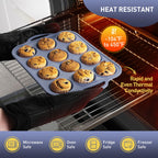 2 Packs 12 Cups Silicone Muffin Pan with Metal Reinforced Frame Regular Size Cupcake Pan Tray Egg Bites Silicone Circle Cookie Molds Muffin Tin Tart Pans Baking Sheet Set for Breakfast Sandwiches