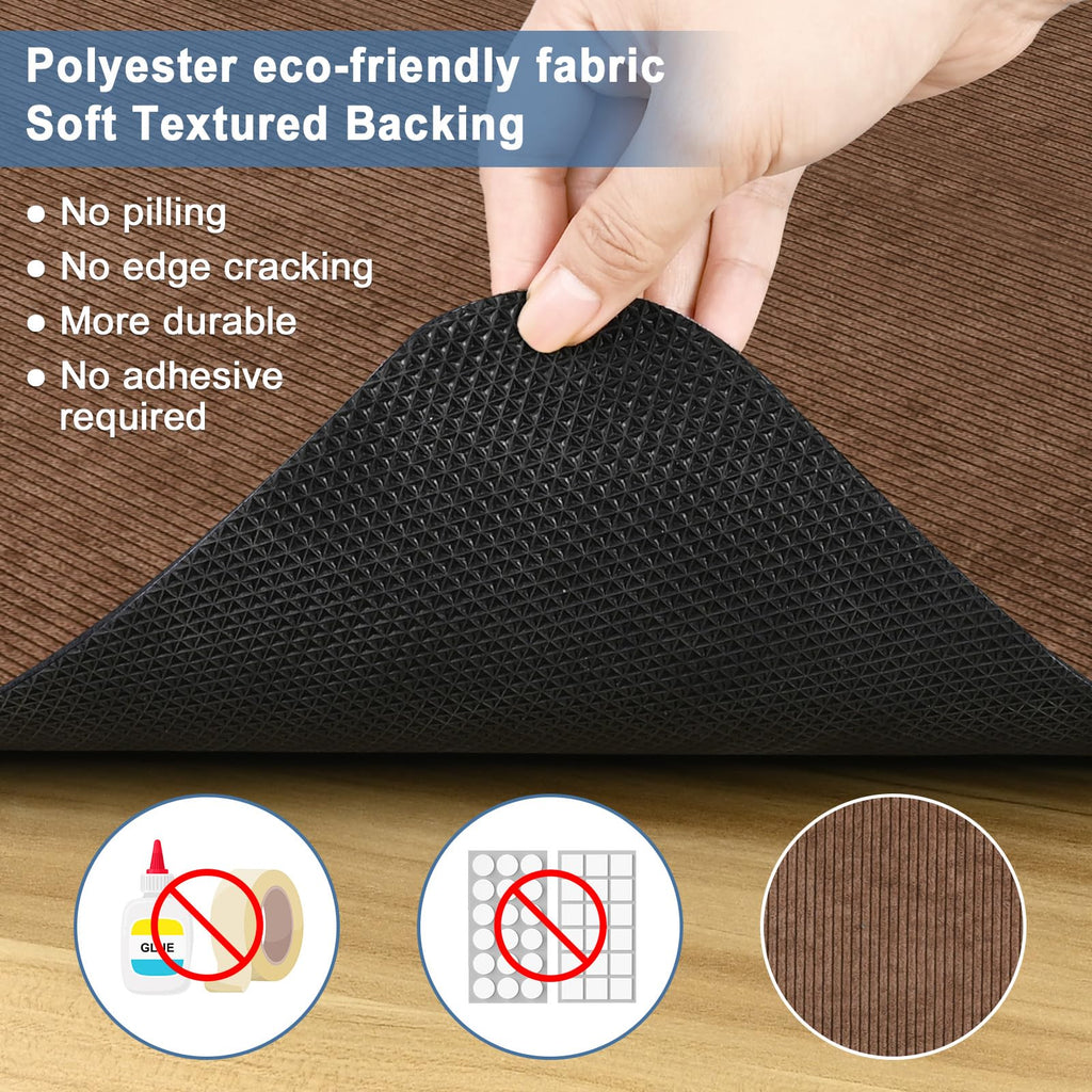 Placoot Office Chair Mat for Hardwood Floor, 55"x35" Corduroy Surface Computer Chair Mat, Desk Chair Mat, Large Anti-Slip Rubber Bottom Floor Protector for Home Office Brown